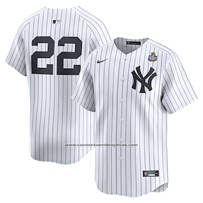Camiseta Beisbol Hombre New York Yankees Juan Soto Primera Replica Jugador Blanco